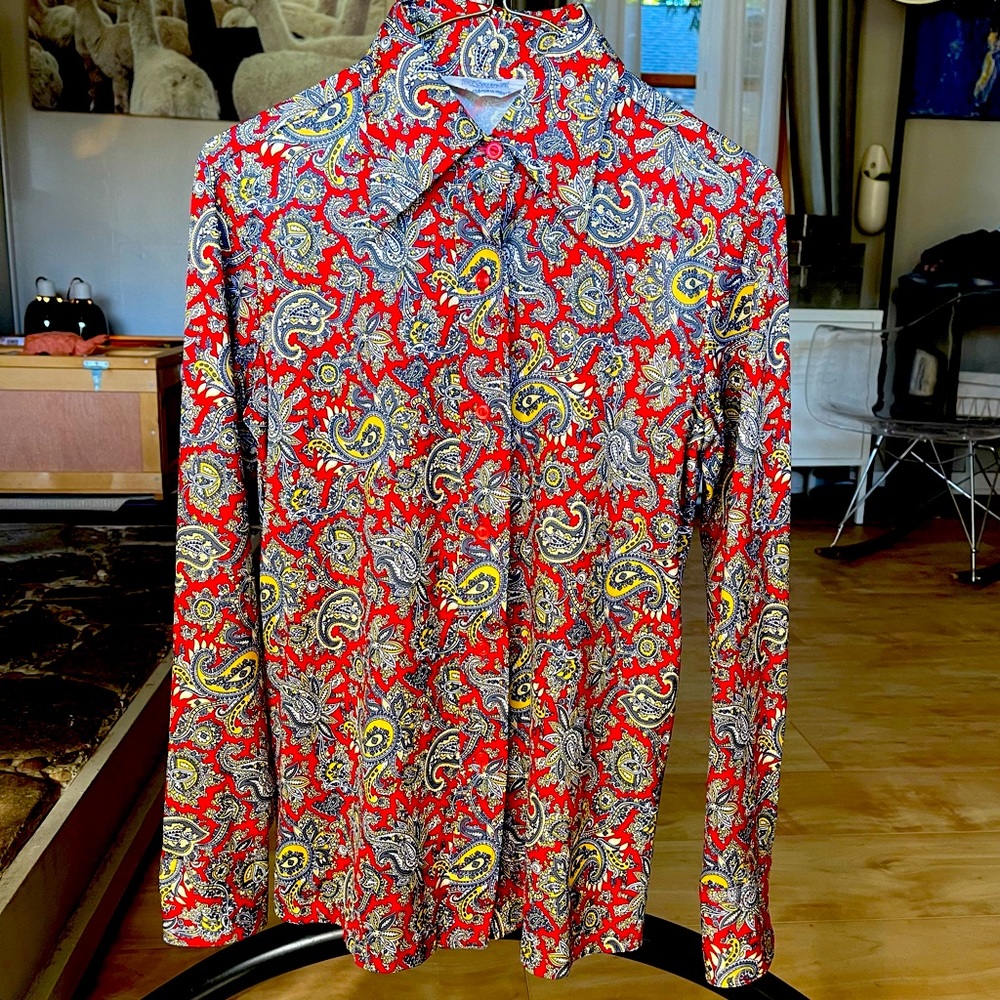 VINTAGE-Sears Polyester Women’s Blouse Paisley XS